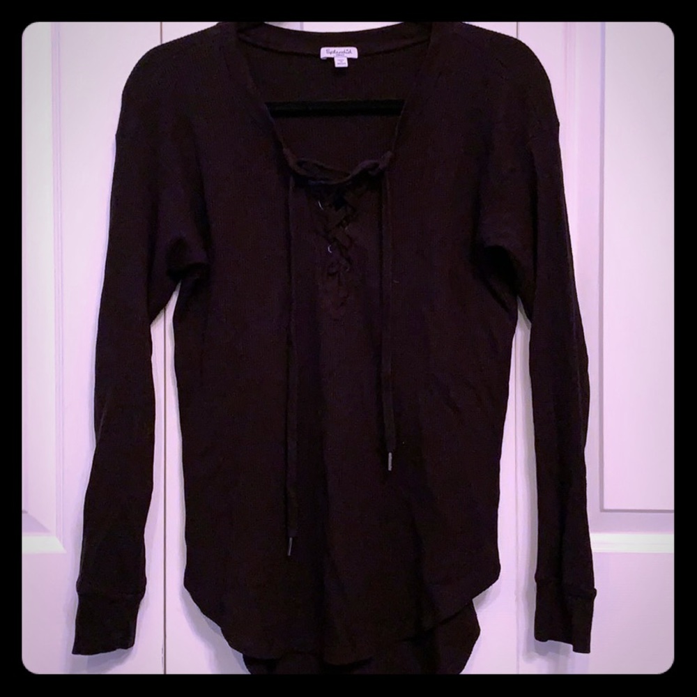 SPLENDID Henley lace up top